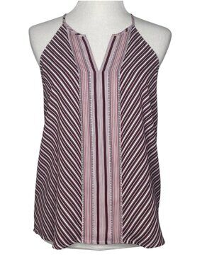LOFT Womens Halter Top XS Racerback Spaghetti Strap V-Neck Burgundy Pink
